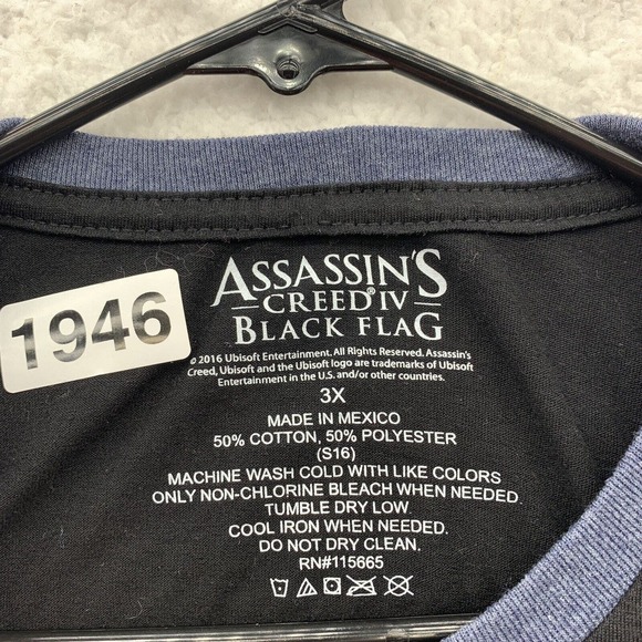 Assassins Creed Black Flag T Shirt Mens 3XL XXXL Gray Yellow Video Games Geek - Picture 9 of 9